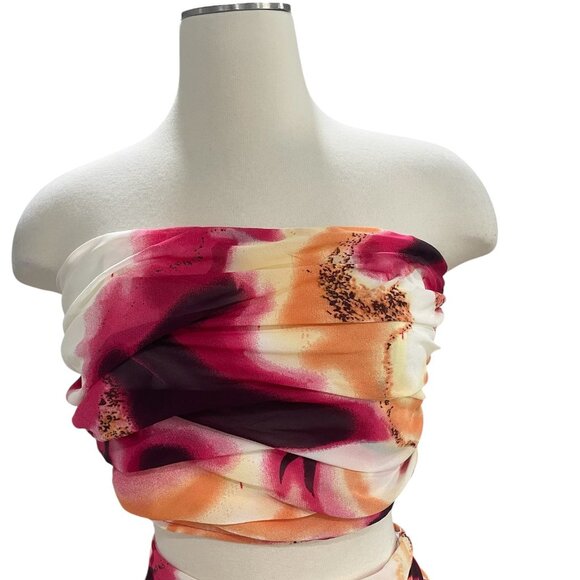 Steps New York Abstract Print Two Piece Maxi Skirt And Bandeau Set Boho Chic - Picture 12 of 12